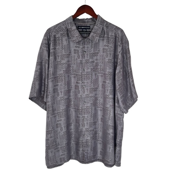 EXOFFICIO Tropical Mosquito Print Grey Short Sleeve Button Down Men's Shirt XXL - Picture 1 of 16